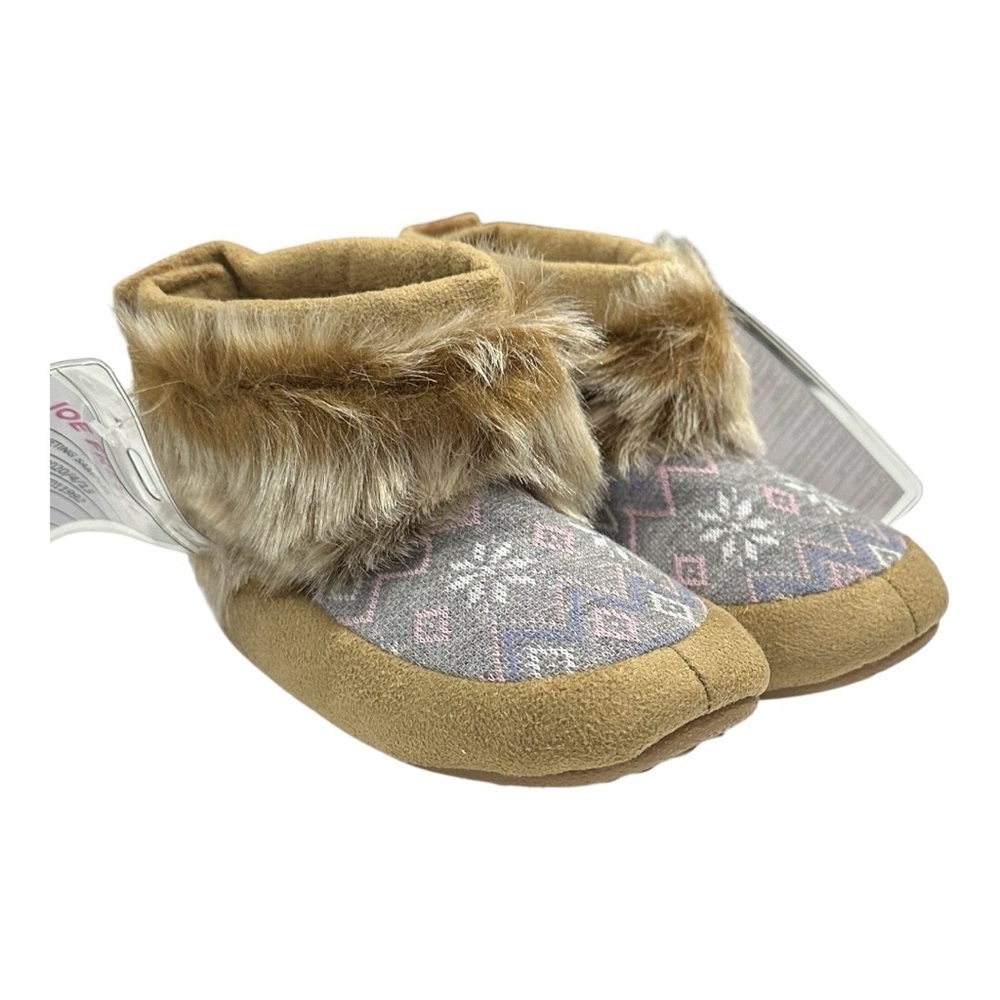 Joe Fresh Faux Fur Trim Knit Slippers Size 9